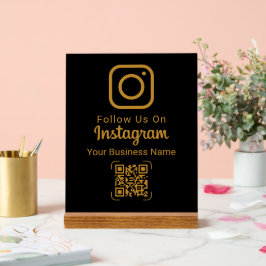 Stylish Gold Instagram Business Name QR Code Acryl Bord