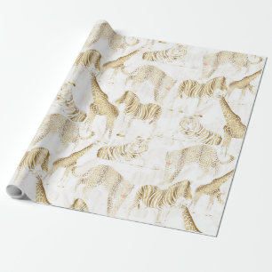 Stylish Gold Jungle Wild Animals Pattern Cadeaupapier