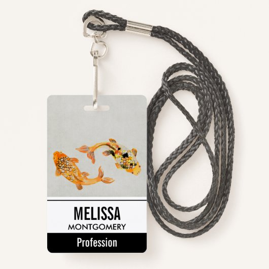 Stylish Gold Koi Fish Badge (Voorkant met draagriem)