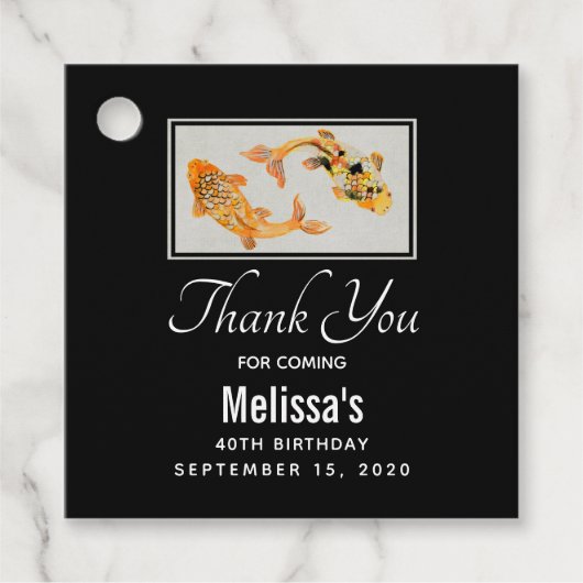 Stylish Gold Koi Fish Bedankjes Labels (Voorkant)