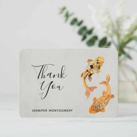 Stylish Gold Koi Fish Bedankkaart (Staand voorkant)