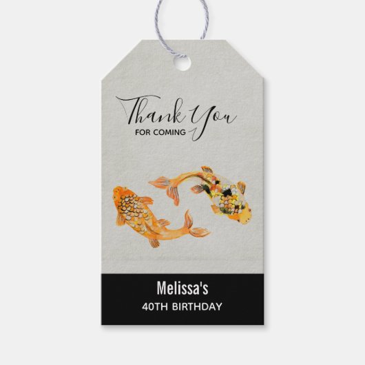 Stylish Gold Koi Fish Bedankt Cadeaulabel (Voorkant)