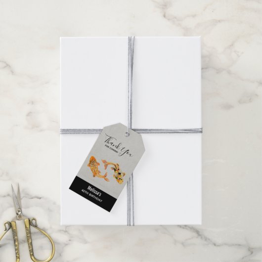 Stylish Gold Koi Fish Bedankt Cadeaulabel (Met Touw)