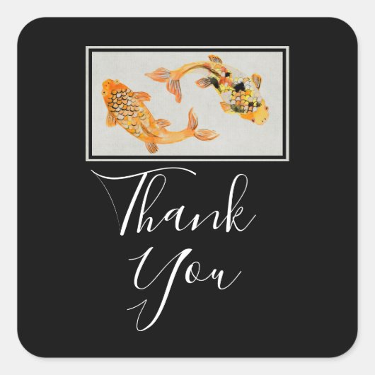 Stylish Gold Koi Fish Bedankt Vierkante Sticker (Voorkant)