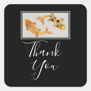 Stylish Gold Koi Fish Bedankt Vierkante Sticker