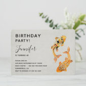 Stylish Gold Koi Fish Birthday Kaart (Staand voorkant)