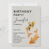 Stylish Gold Koi Fish Birthday Kaart (Voorkant)