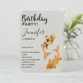 Stylish Gold Koi Fish Birthday Kaart (Staand voorkant)