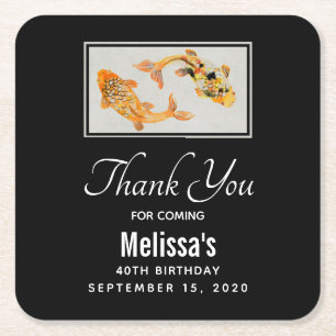 Stylish Gold Koi Fish Birthday Kartonnen Onderzetters