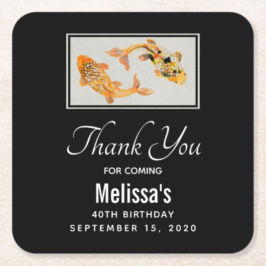 Stylish Gold Koi Fish Birthday Kartonnen Onderzetters (Voorkant)