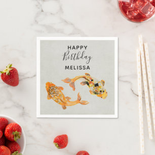 Stylish Gold Koi Fish Birthday Servet