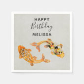 Stylish Gold Koi Fish Birthday Servet (Voorkant)