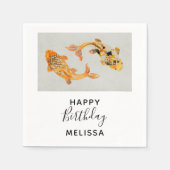 Stylish Gold Koi Fish Birthday Servet (Voorkant)
