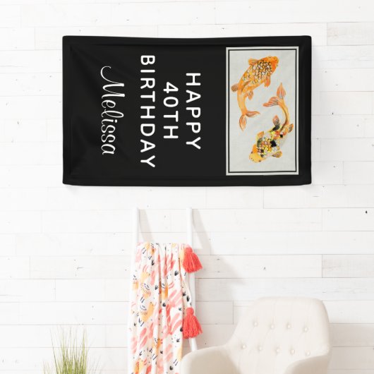Stylish Gold Koi Fish Birthday Spandoek (Insitu)