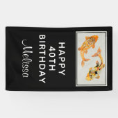 Stylish Gold Koi Fish Birthday Spandoek (Horizontaal)