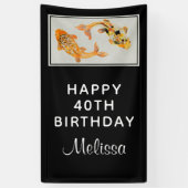 Stylish Gold Koi Fish Birthday Spandoek (Verticaal)