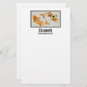 Stylish Gold Koi Fish Briefpapier (Voorkant / Achterkant)