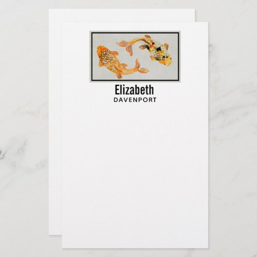 Stylish Gold Koi Fish Briefpapier (Voorkant / Achterkant)