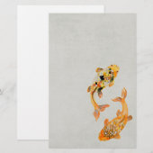 Stylish Gold Koi Fish Briefpapier (Voorkant / Achterkant)