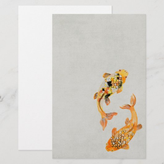 Stylish Gold Koi Fish Briefpapier (Voorkant / Achterkant)