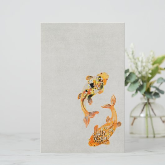 Stylish Gold Koi Fish Briefpapier (Staand voorkant)