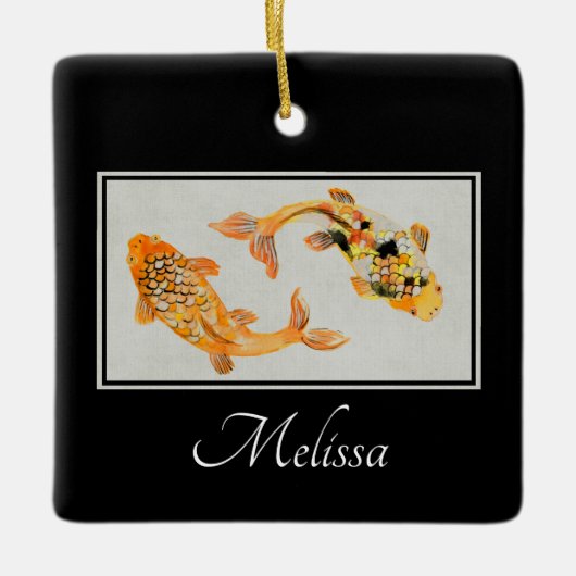 Stylish Gold Koi Fish Keramisch Ornament (Voorkant)