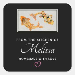 Stylish Gold Koi Fish Kitchen Vierkante Sticker