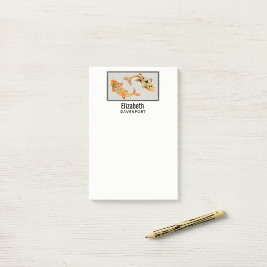 Stylish Gold Koi Fish Post-it® Notes (Op bureau)