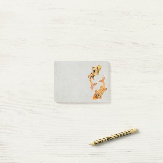 Stylish Gold Koi Fish Post-it® Notes (Op bureau)