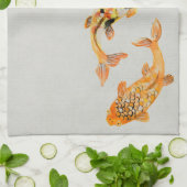 Stylish Gold Koi Fish Theedoek (Gevouwen)