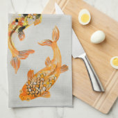 Stylish Gold Koi Fish Theedoek (Quarter Fold)