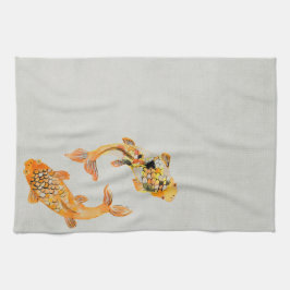 Stylish Gold Koi Fish Theedoek