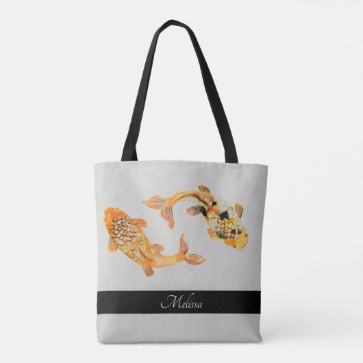 Stylish Gold Koi Fish Tote Bag (Achterkant)