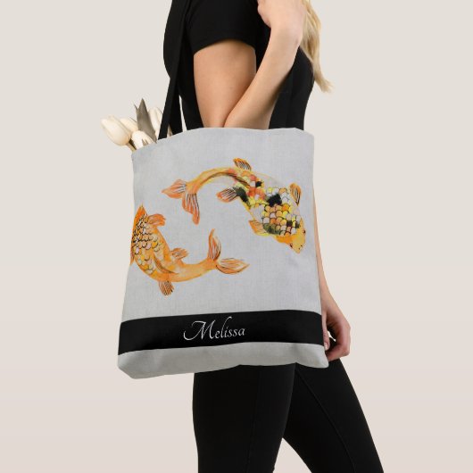 Stylish Gold Koi Fish Tote Bag (Dichtbij)