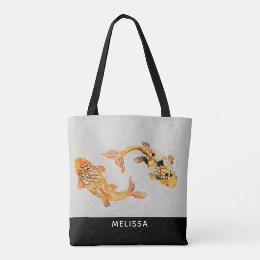 Stylish Gold Koi Fish Tote Bag (Achterkant)