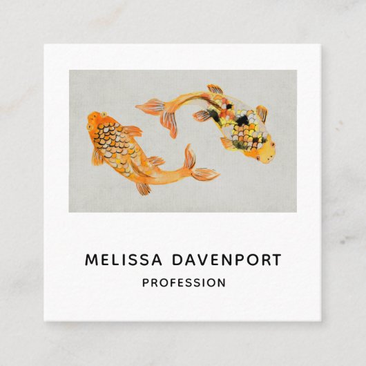 Stylish Gold Koi Fish Vierkante Visitekaartje (Voorkant)