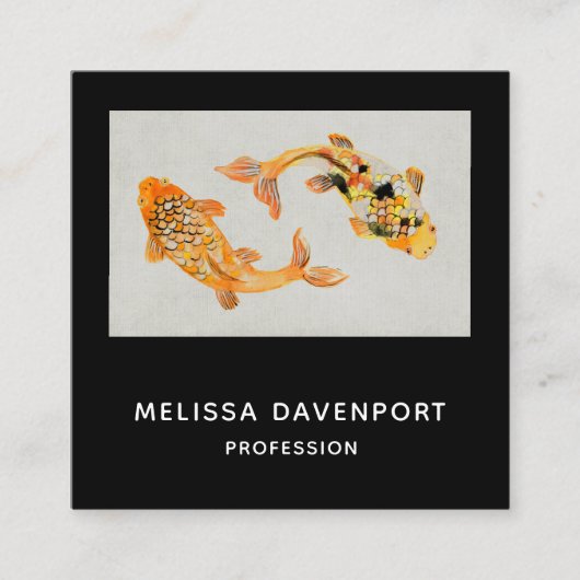Stylish Gold Koi Fish Vierkante Visitekaartje (Voorkant)