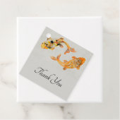 Stylish Gold Koi Fish Wedding Bedankjes Labels (In situ)