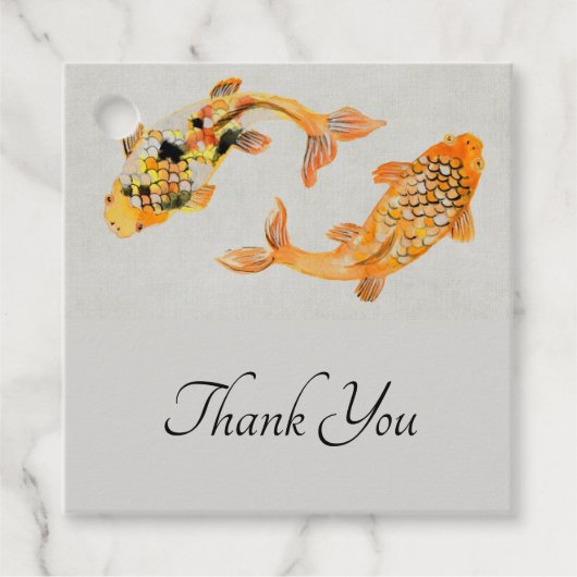 Stylish Gold Koi Fish Wedding Bedankjes Labels (Voorkant)