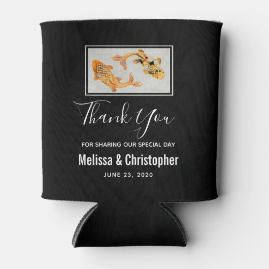 Stylish Gold Koi Fish Wedding Dank je Blikjeskoeler (Voorkant)