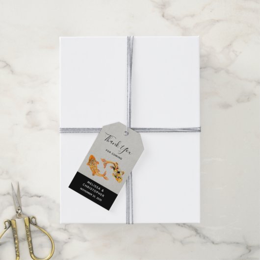 Stylish Gold Koi Fish Wedding Dank je Cadeaulabel (Met Touw)