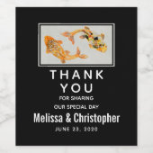 Stylish Gold Koi Fish Wedding Dank je Wijn Etiket (Enkel label)