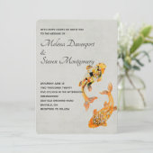 Stylish Gold Koi Fish Wedding Kaart (Staand voorkant)