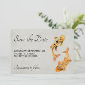 Stylish Gold Koi Fish Wedding Save The Date (Staand voorkant)
