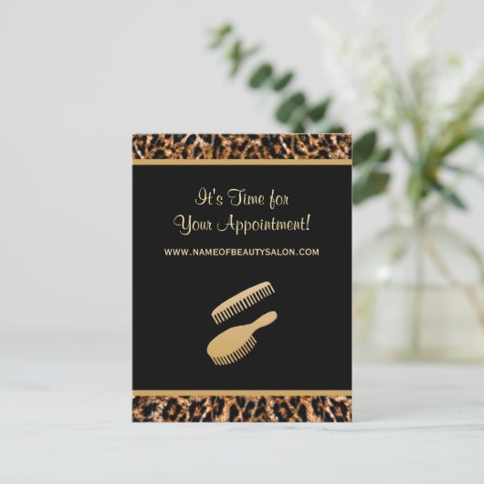 Stylish Gold Leopard Salon Appointinder Briefkaart (Staand voorkant)
