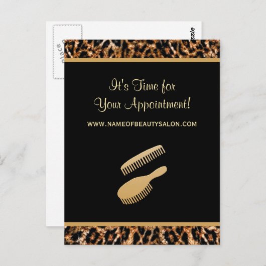 Stylish Gold Leopard Salon Appointinder Briefkaart (Voorkant / Achterkant)
