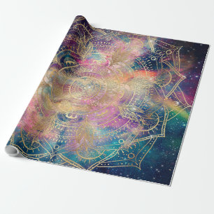 Stylish Gold mandala waterverf & Nebula Colorful Cadeaupapier