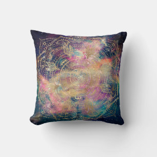 Stylish Gold mandala waterverf & Nebula Colorful Kussen