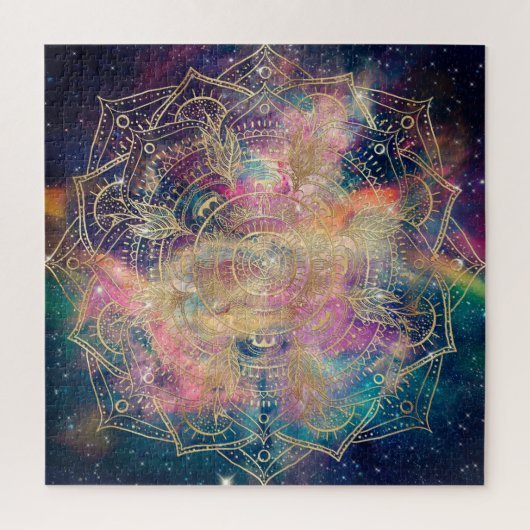 Stylish Gold mandala waterverf & Nebula Colorful Legpuzzel (Verticaal)