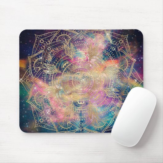 Stylish Gold mandala waterverf & Nebula Colorful Muismat (Met muis)